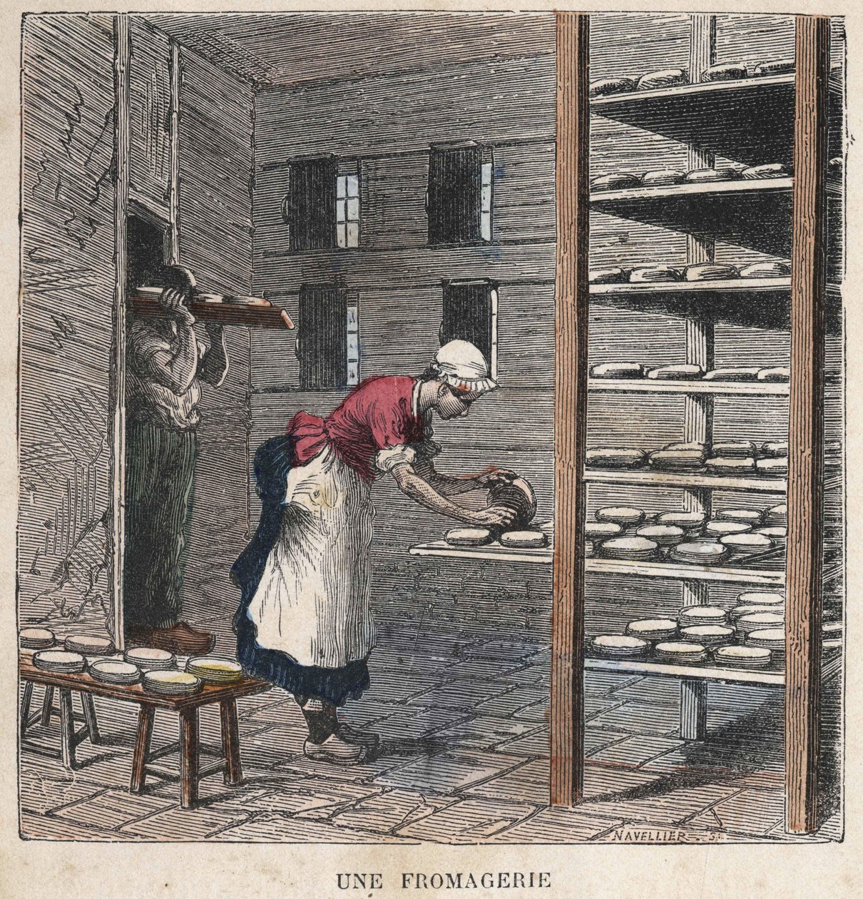 Una fábrica de queso. Ilustración del siglo XIX. Colección Bianchetti de Unknown artist