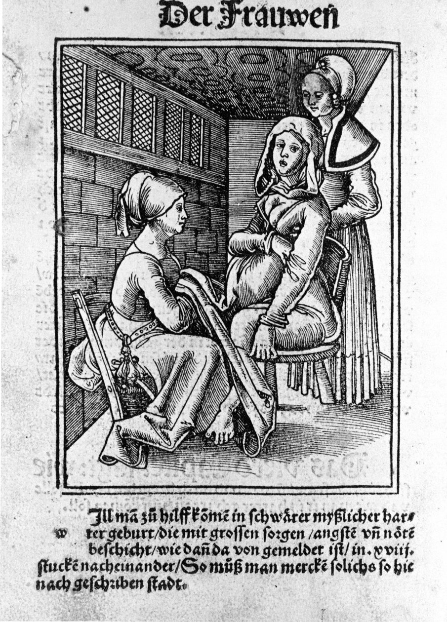 Un parto. Xilografía de Konrad Merkel después de “Der swangern frawen und hebammen Rosengarten”, Hagenau de Unknown artist