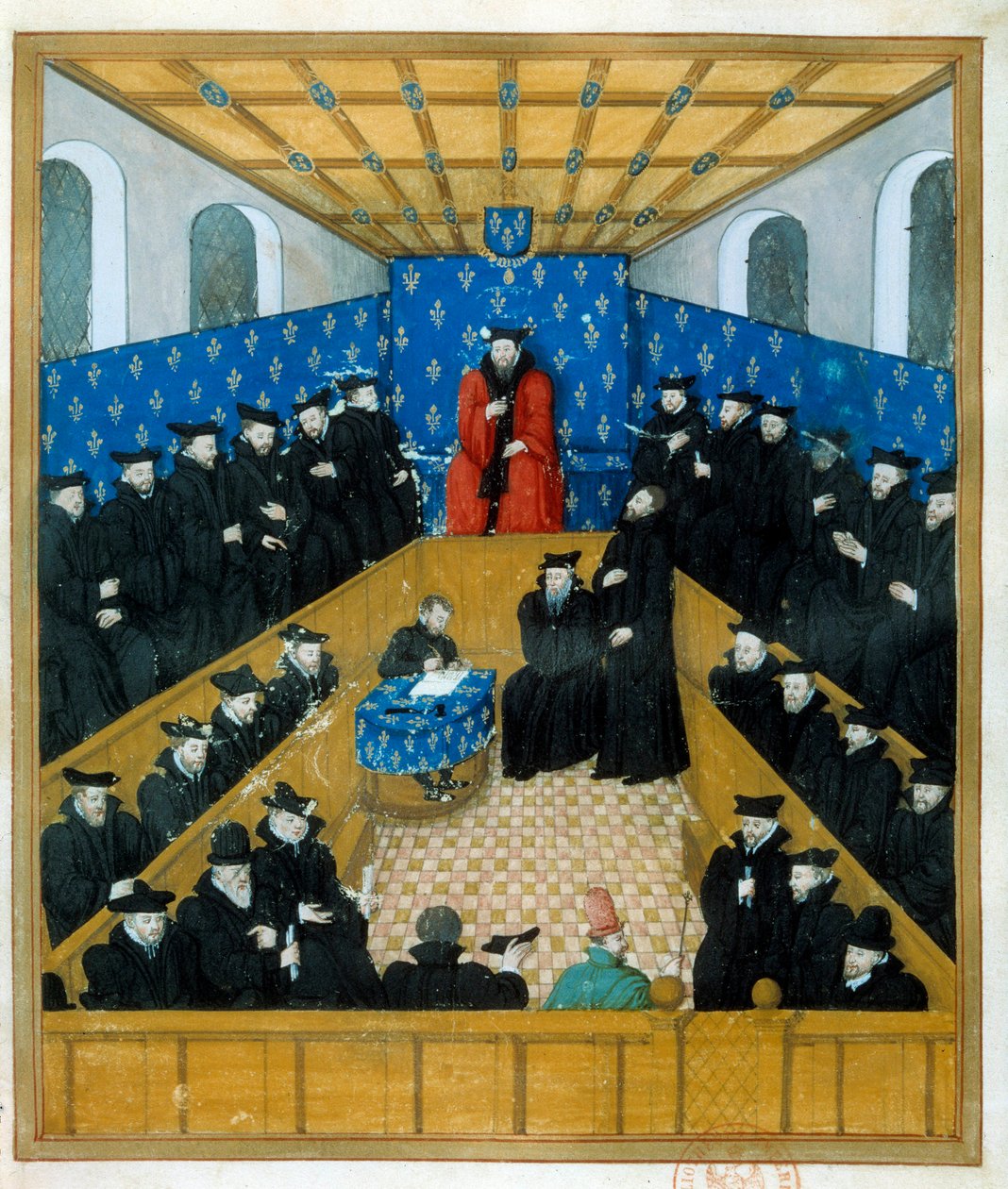 Un tribunal de justicia en el siglo XV. Miniatura. París, B N de Unknown artist