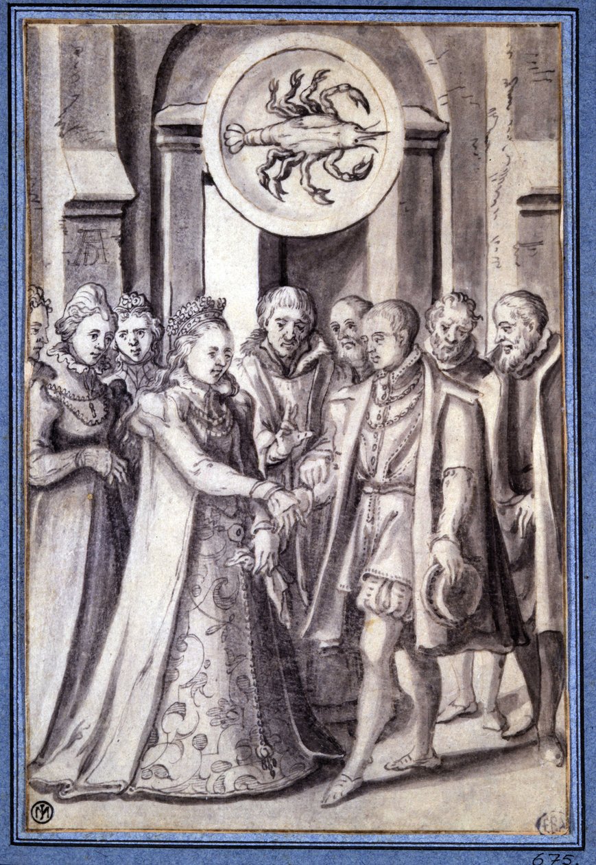 Un matrimonio en el siglo XVII, bajo el signo de cáncer de Unknown artist