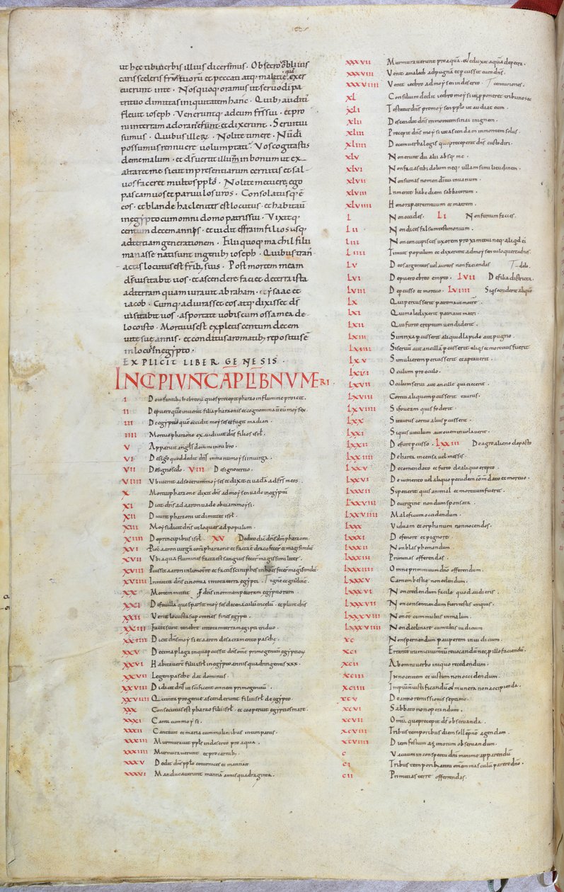 Página de la Biblia del siglo XI con el capítulo incipit del Libro de los Números de Unknown artist