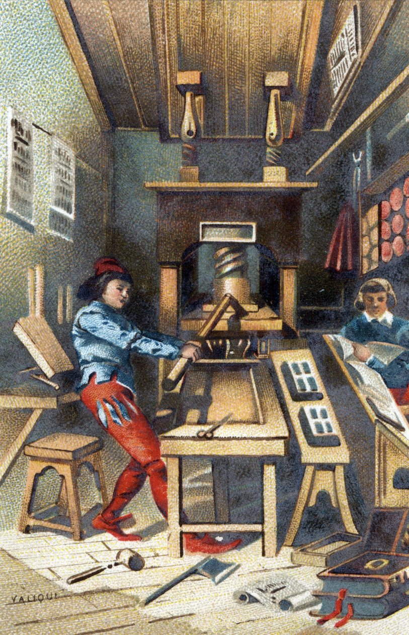 Una imprenta en el siglo XV. de Unknown artist