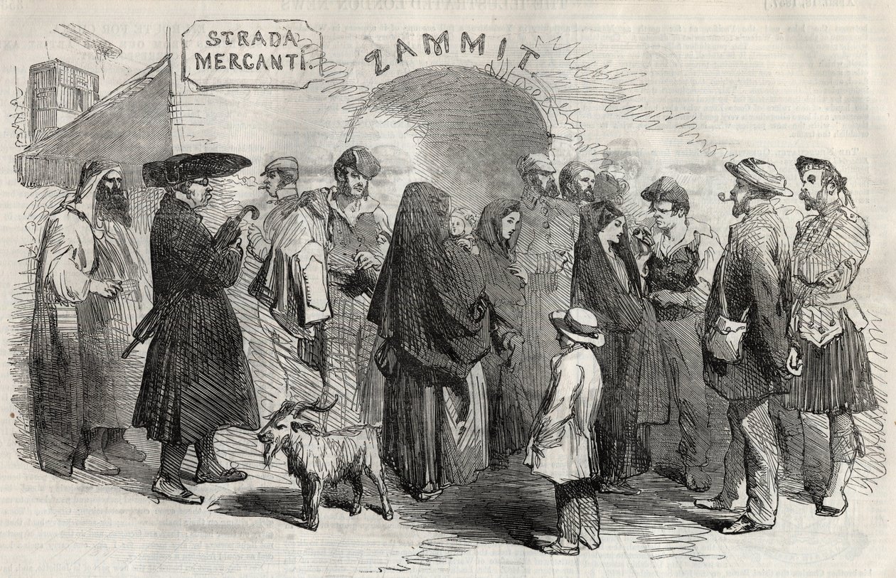 Una calle en La Valeta en la isla de Malta en 1857 de Unknown artist