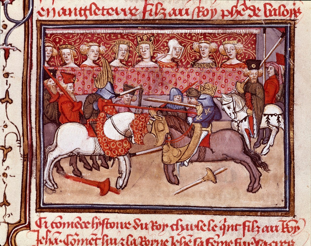 Un torneo de caballeros en tiempos del Rey de Francia Carlos V (1338-1380). Miniatura de 