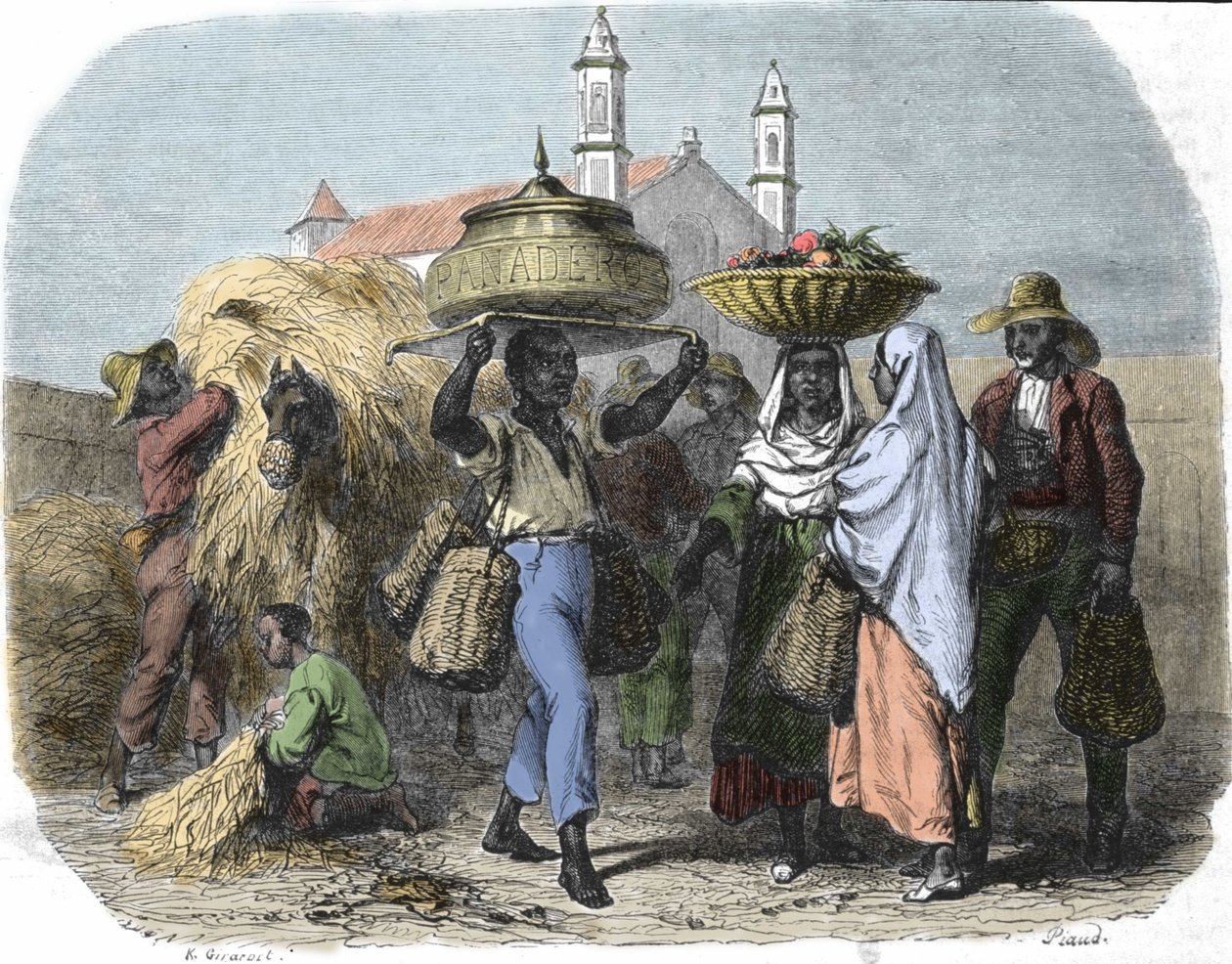 Un vendedor ambulante de pan en Cuba, grabado de 1870 de Unknown artist