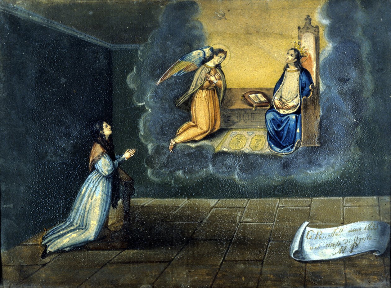 Una joven reza. Exvoto del santuario de la Madonna delle Grazie de Monza. 1833 de Unknown artist