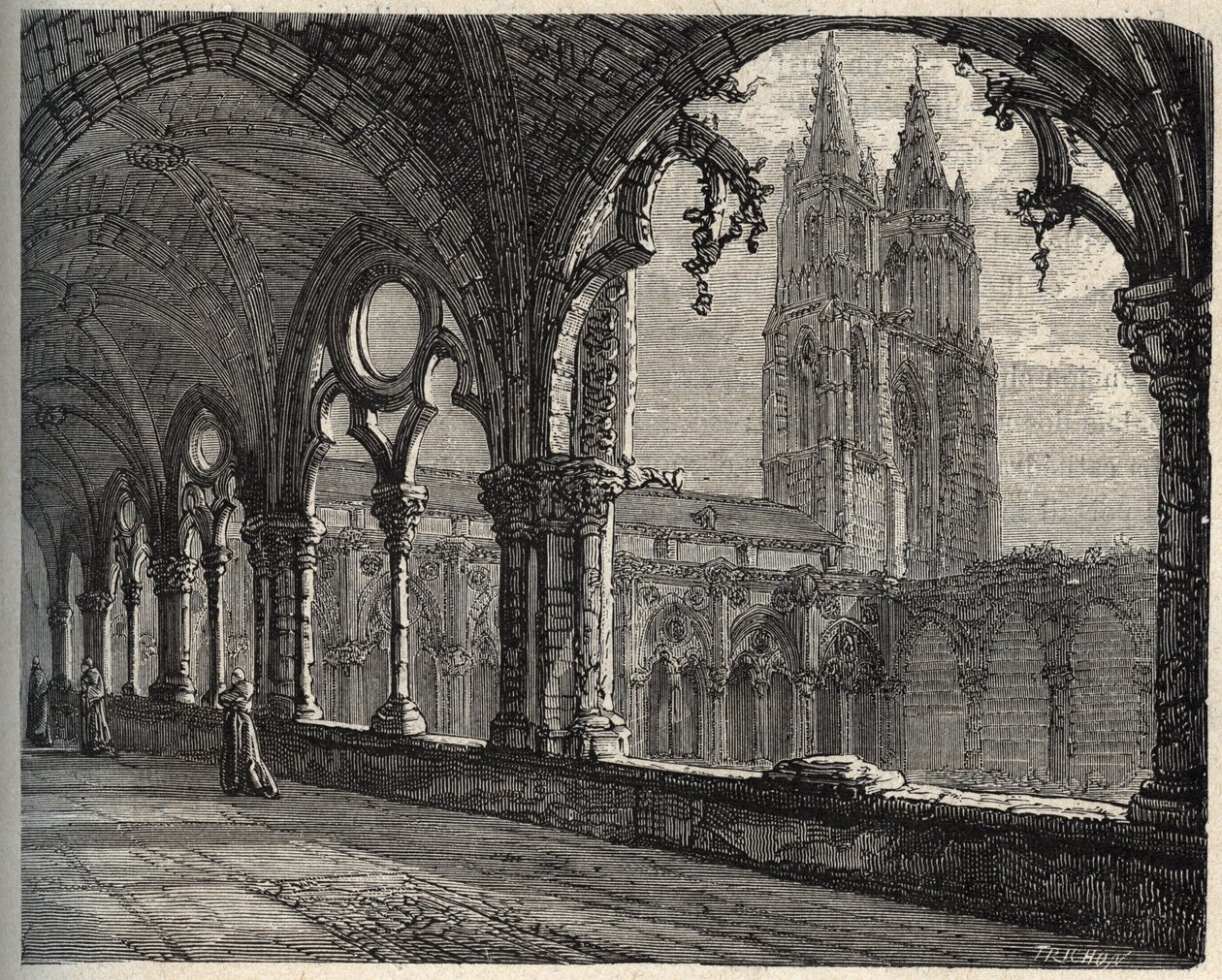 Abadía de Saint-Jean-des-Vignes - Soissons - grabado en "PATRIE - DESCRIPCIÓN PICTÓRICA DE FRANCIA EN 6 VOLÚMENES" por Lucien Huard - finales del siglo XIX de Unknown artist