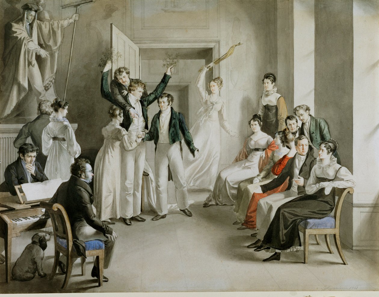 " Adán y Eva y la Caída ", una farsa representada por los " Schubertianos " de Unknown Artist