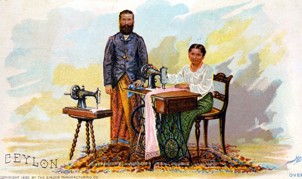 Publicidad de máquinas de coser Singer, Ceilán (actual Sri Lanka). 1892 de Unknown artist