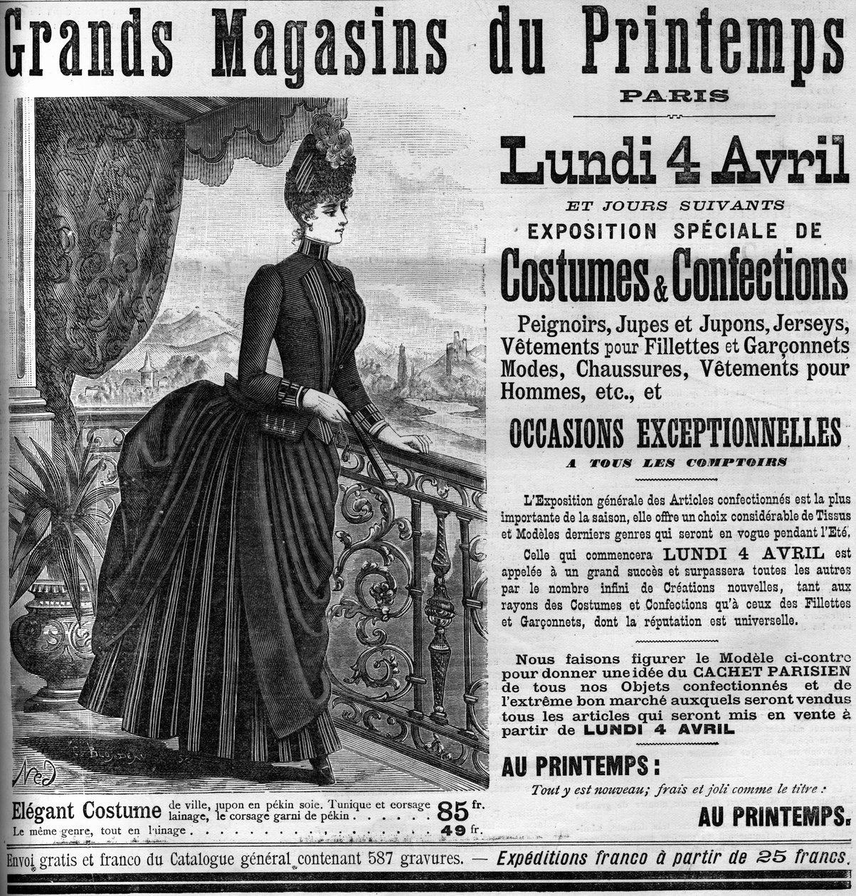 Publicidad para los grandes almacenes de Printemps en París, en el Mundo Ilustrado 1887. de Unknown artist