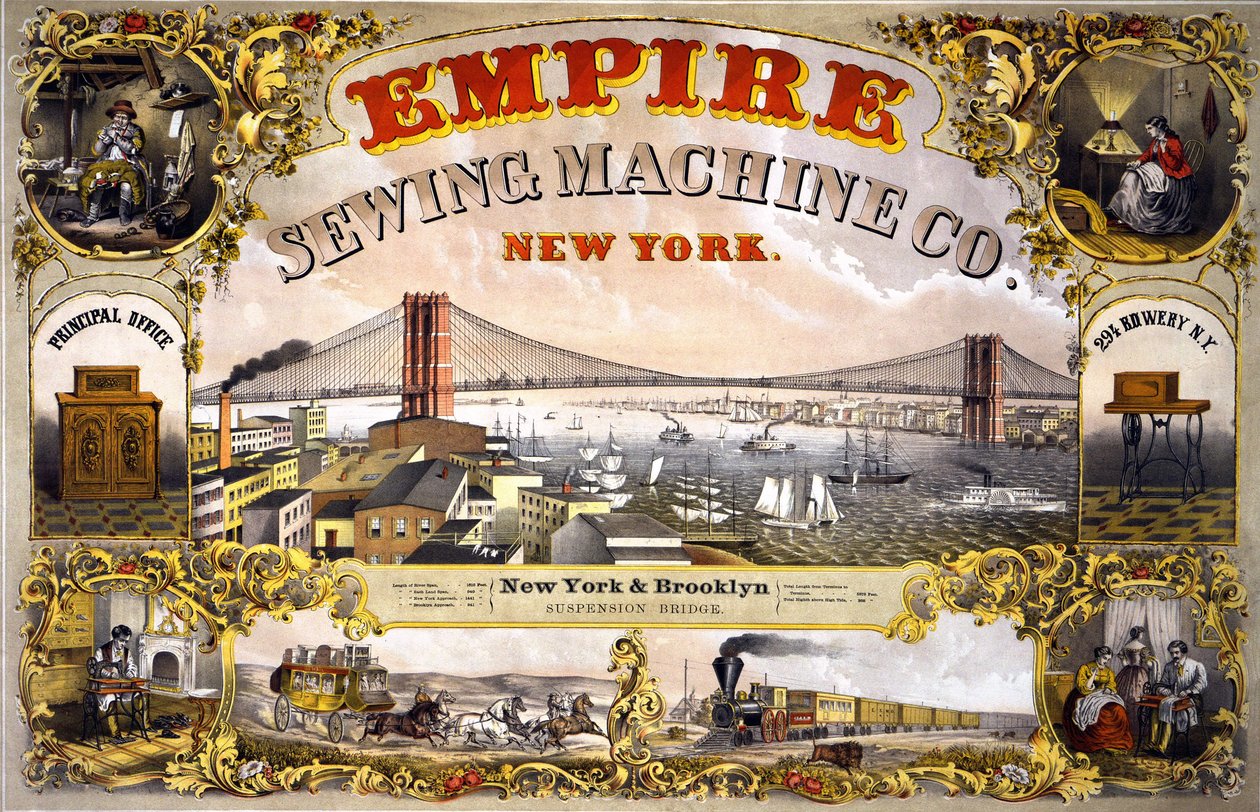 Publicidad de la máquina de coser “Empire Sewing Machine, New York”, ca. 1870 de Unknown artist
