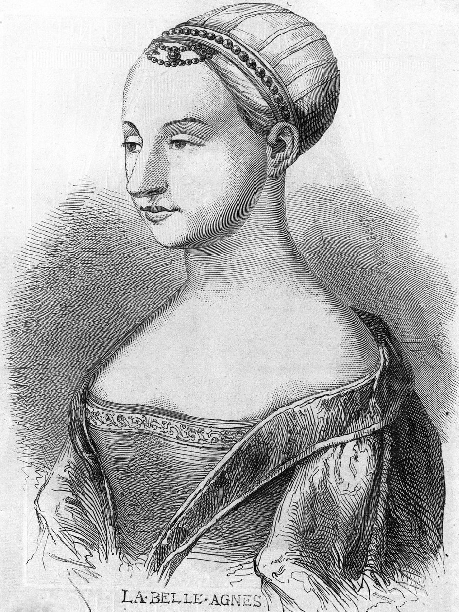 Agnès Sorel (1422-1450) (Dama de Beauté-sur-Marne), conocida como “La Belle Agnès”, favorita de Carlos VII. Grabado del siglo XIX de Unknown artist