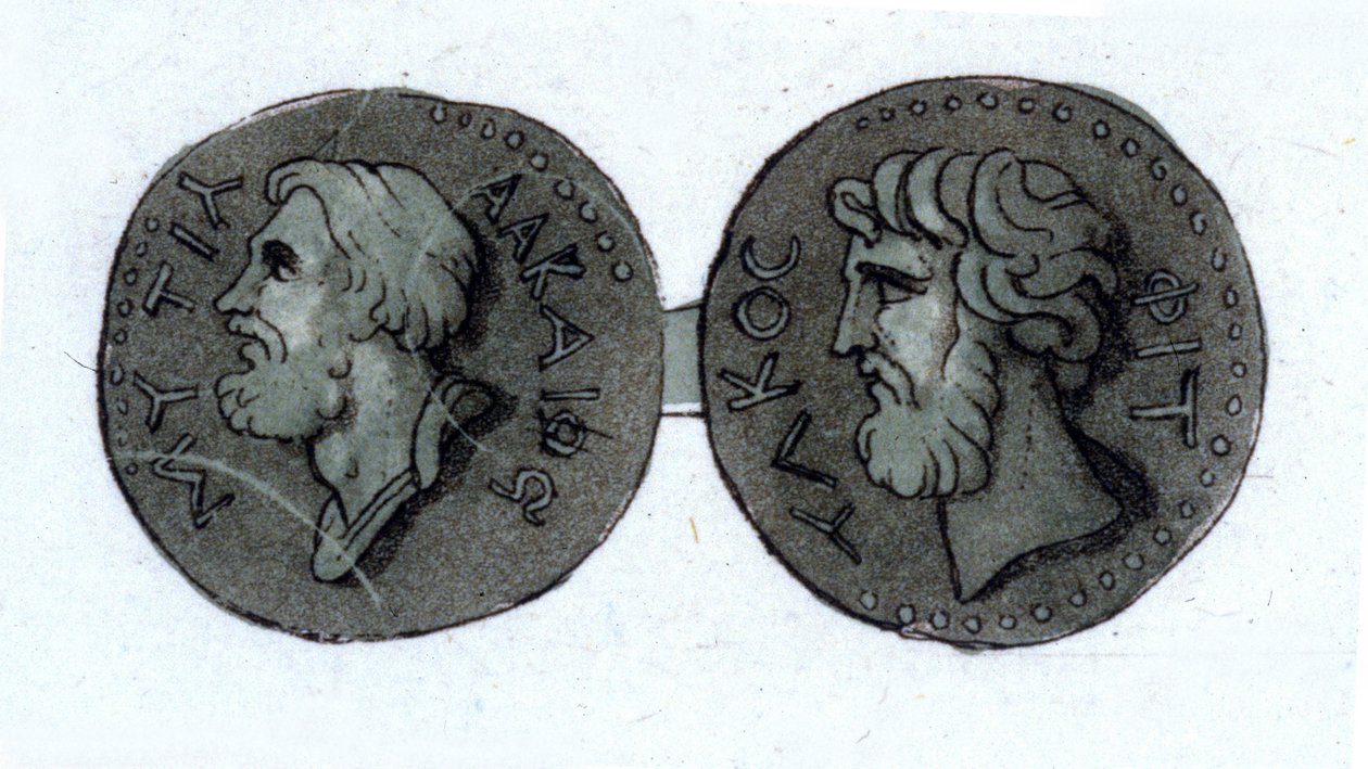 Alceo (v. 630 - v. 580 a.C.). Poeta griego. Grabado de principios del siglo XIX de Unknown artist