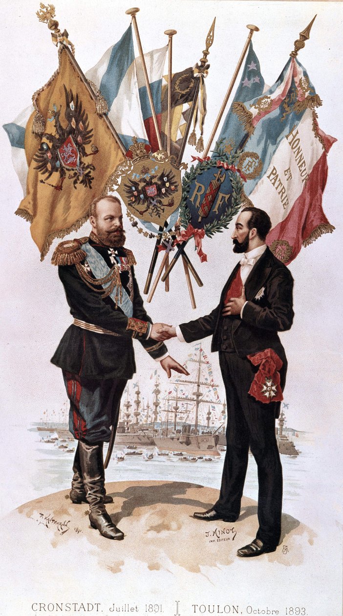 Alejandro III en la firma del acuerdo comercial franco-ruso (Kronstadt 1891 - Toulon 1893), colección Bianchetti de Unknown artist