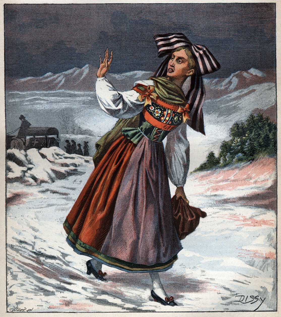 Mujer alsaciana en traje regional grabado de 1892 de Unknown artist