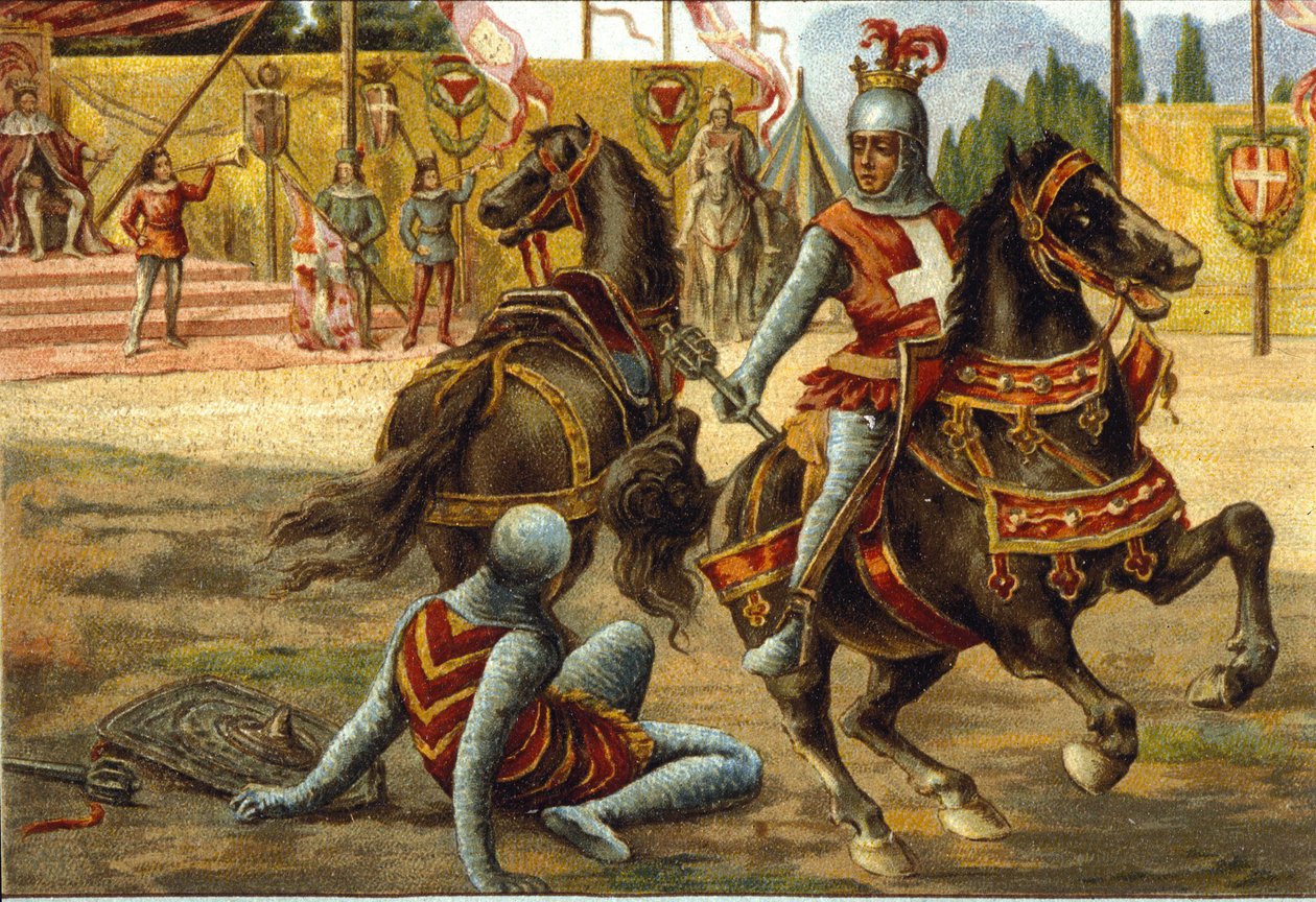 Amadeo VII de Saboya (1360 -1391) llamado El Conde Rojo durante un torneo. Amedeo VIII di Savoia (il tale Rosso) de Unknown artist