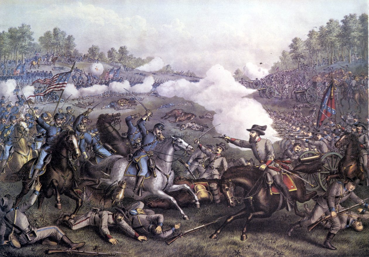 Guerra Civil Americana (1861 - 1865): Batalla de Opequon o Tercera Batalla de Winchester, Virginia 19 de septiembre de 1864. Grabado del siglo XIX. de Unknown artist
