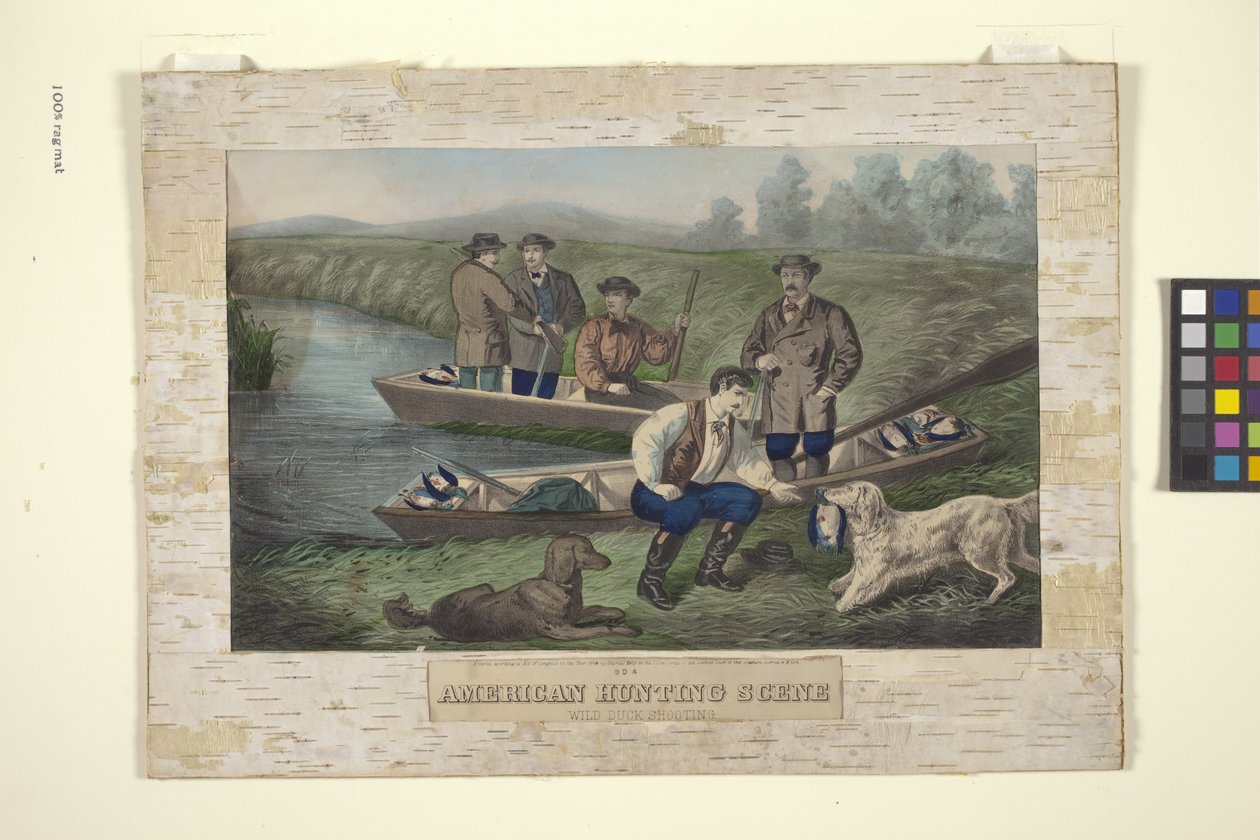 Escena de caza americana (litografía coloreada a mano) de Unknown artist