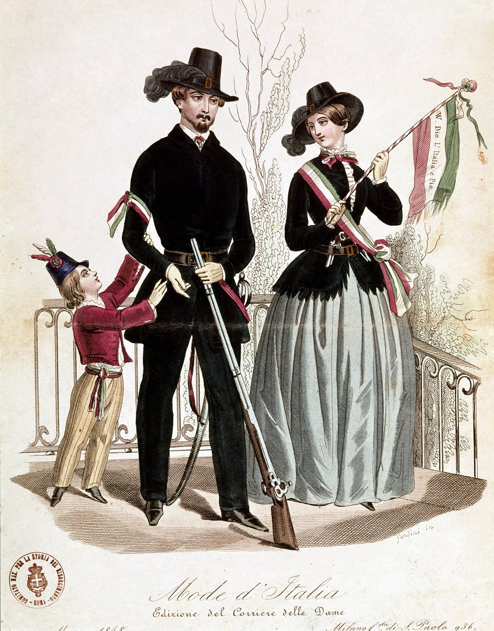 Una elegante familia patriótica en la época del Risorgimento de Unknown artist