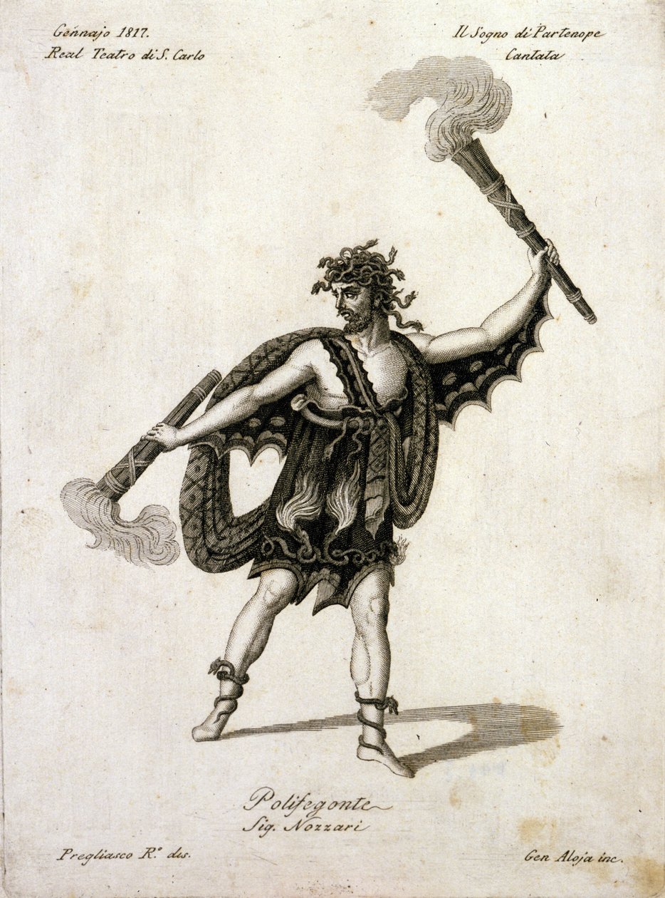Andrea Nozzari (1775-1832) en el papel de Polifegonte en “Il sogno di Partenope” de Giovanni Simone Mayr (Johann Simon Mayr) (1763-1845) - Nápoles, Teatro San Carlo de Unknown artist