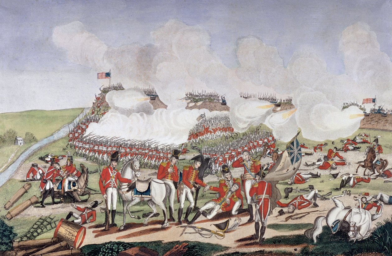 Guerra Anglo-Americana de 1812 (Segunda Guerra de Independencia): Muerte del General Edward Pakenham (1778-1815) durante la Batalla de Nueva Orleans (Luisiana, EE.UU.) de Unknown artist