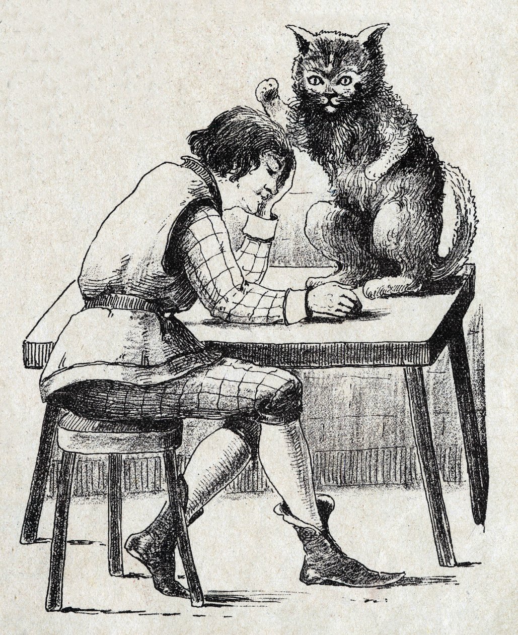 Ilustración anónima para El gato con botas, cuento de Charles Perrault (1628-1703), escritor francés. Imágenes Marcel Vagne, Jarville Nancy, sin fecha (finales del siglo XIX) de Unknown artist