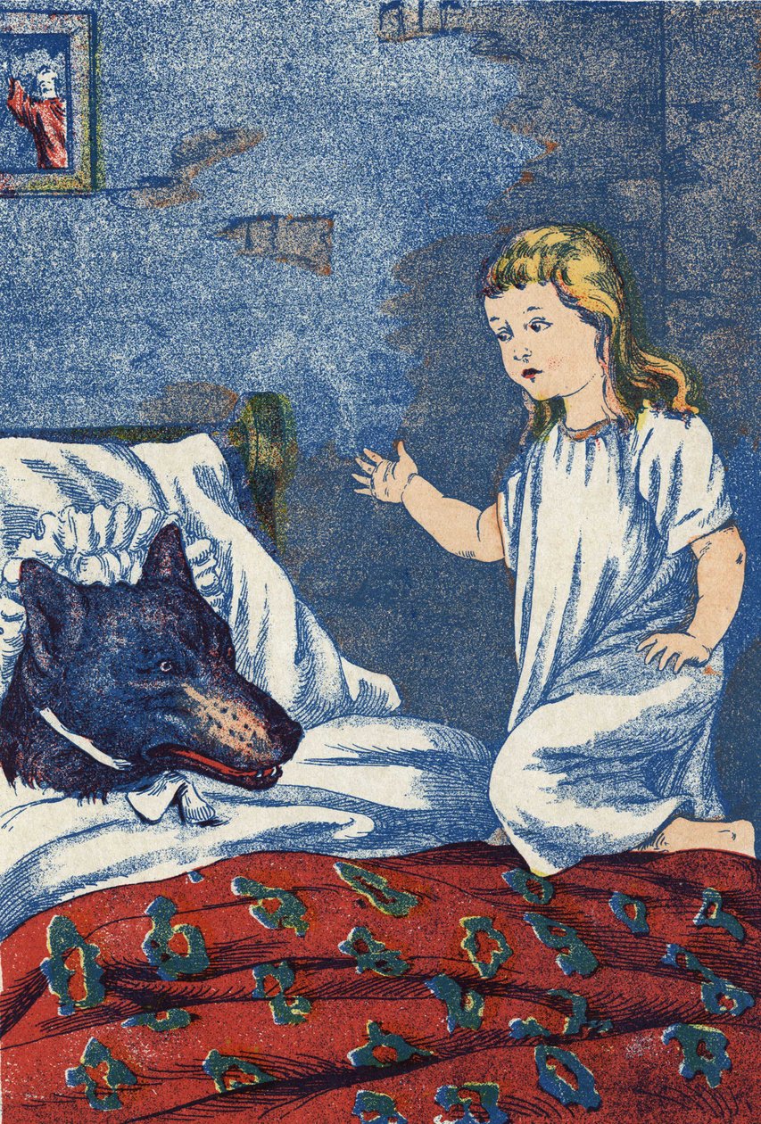 Ilustración anónima para "Caperucita Roja", cuento de Charles Perrault (1628-1703), escritor francés. Imágenes Marcel Vagne, Jarville Nancy, sin fecha (finales del siglo XIX) de Unknown artist