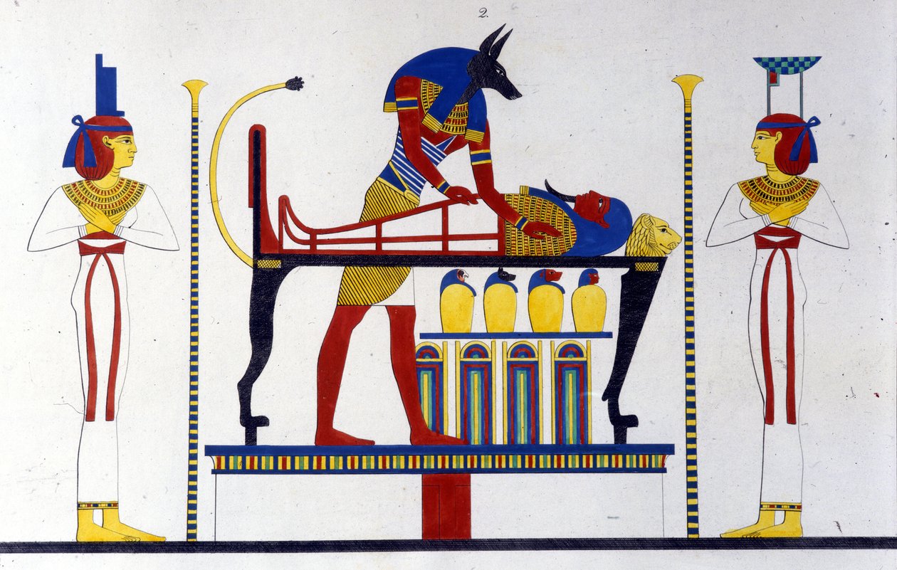 Anubis y una momia - en “Monuments of Egypt and Upper Nubia” de Ippolito Rosellini de Unknown artist