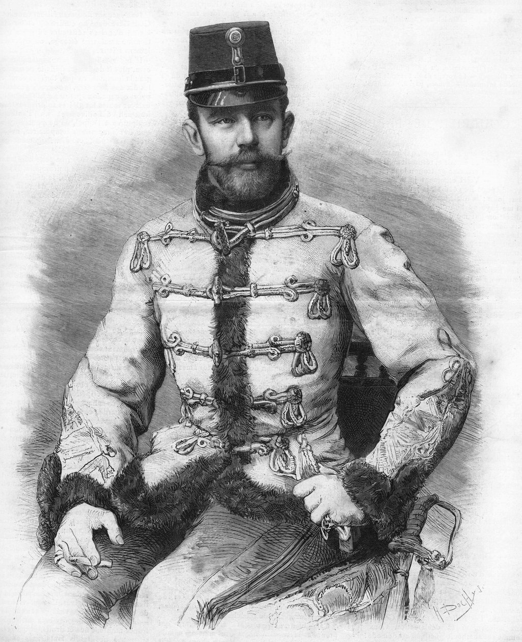 Archiduque Rodolfo de Habsburgo (1858-1889), Príncipe Heredero de Austria. Grabado de 1889 de Unknown artist