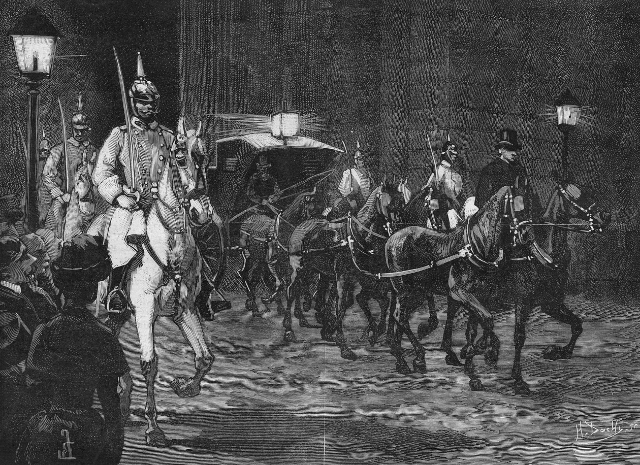 Llegada de los restos del Archiduque Rodolfo de Habsburgo (1858 - 1889), Príncipe Heredero de Austria. de Unknown artist
