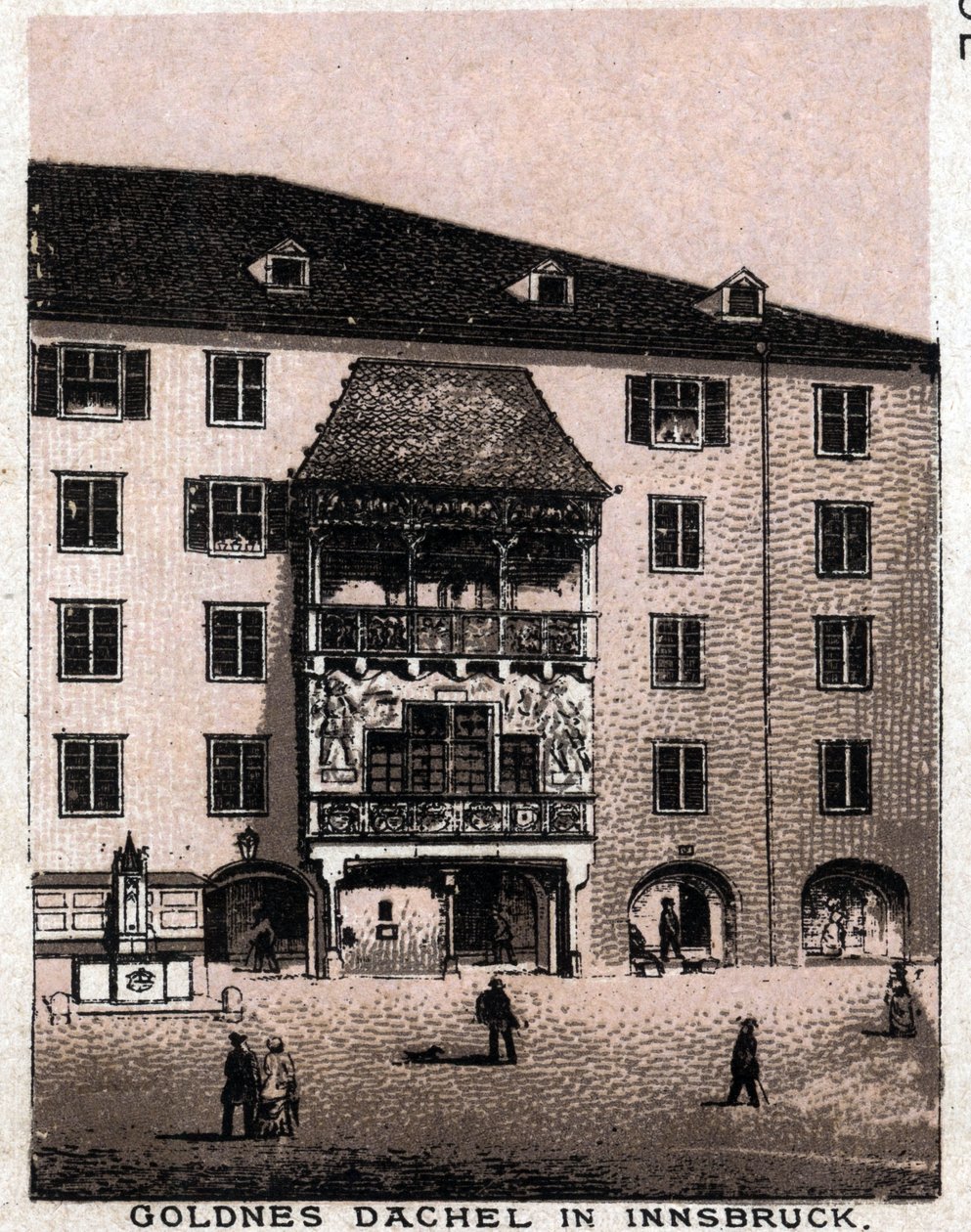 Tirol austriaco: vista desde el balcón llamado el Techo Dorado en Innsbruck. En "El Mundo Ilustrado 168 vistas". Sin fecha (finales del siglo XIX). de Unknown artist