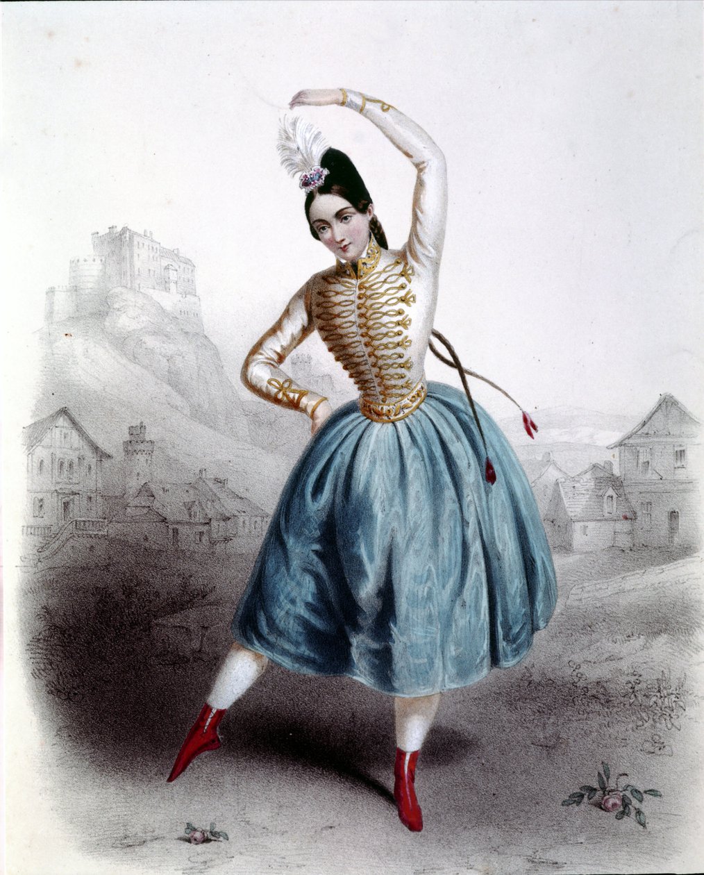 Bailarina austriaca Fanny Elssler (1810-1884) en el ballet “La gitana” 1842. Impresión del siglo XIX de Unknown artist