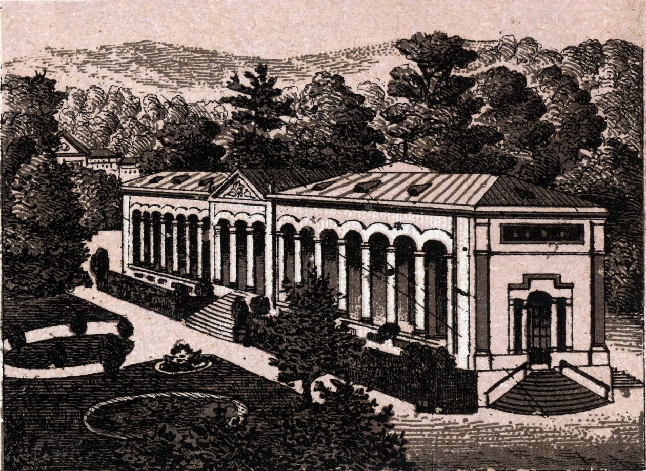 Baden Baden, Alemania: vista de la Columnata. En "El Mundo Ilustrado 168 vistas". Sin fecha (finales del siglo XIX). de Unknown artist