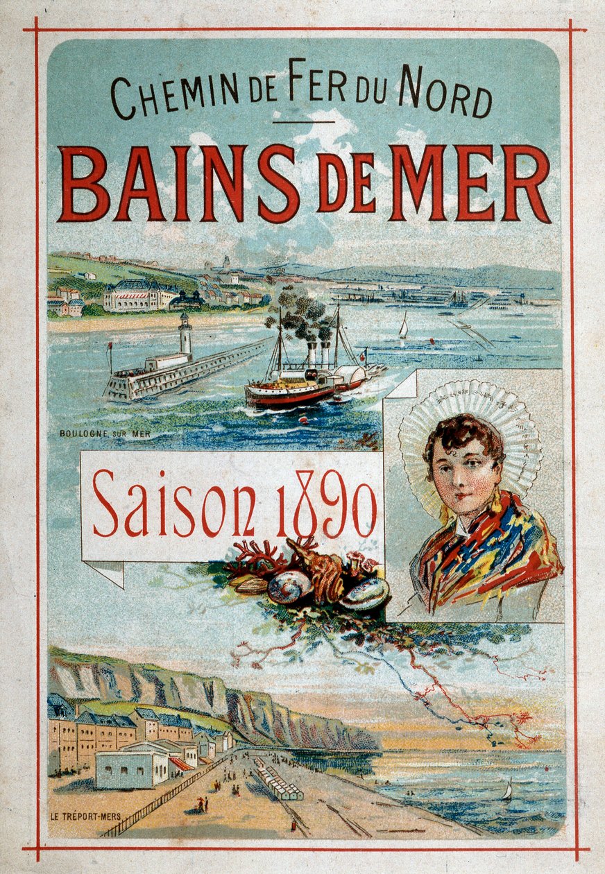 Baños de mar: Boulogne-sur-Mer, Le Tréport - Cartel publicitario del Ferrocarril del Norte de Unknown artist