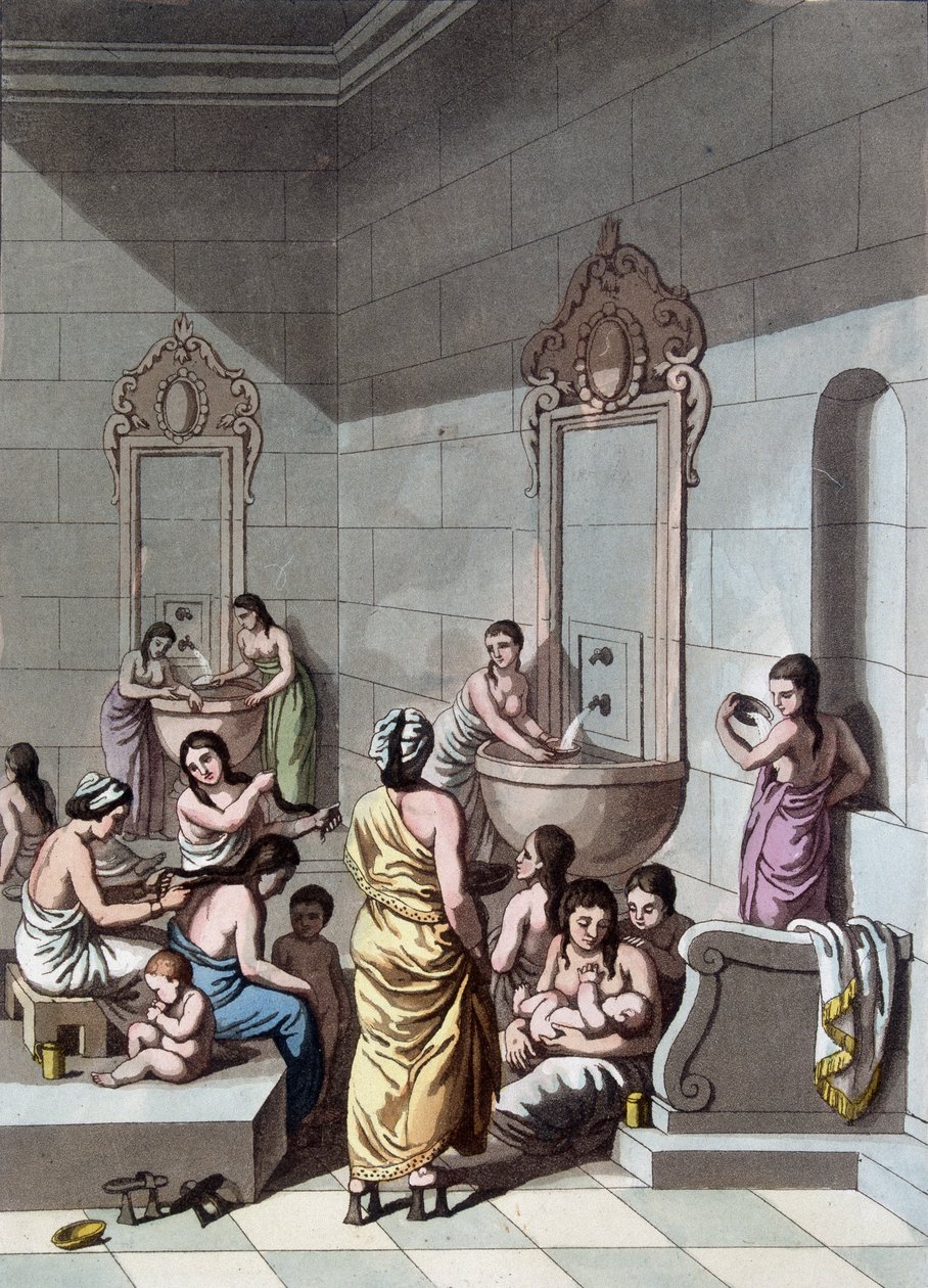 Baños públicos en Palestina - en "El traje antiguo y moderno" de Ferrario, ed. Milán de Unknown artist