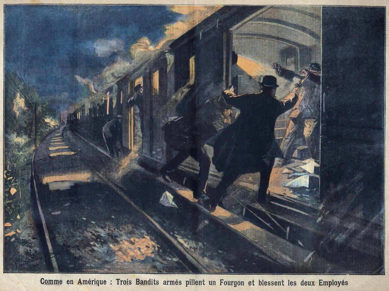 Bandidos atacan un tren, Francia de Unknown Artist
