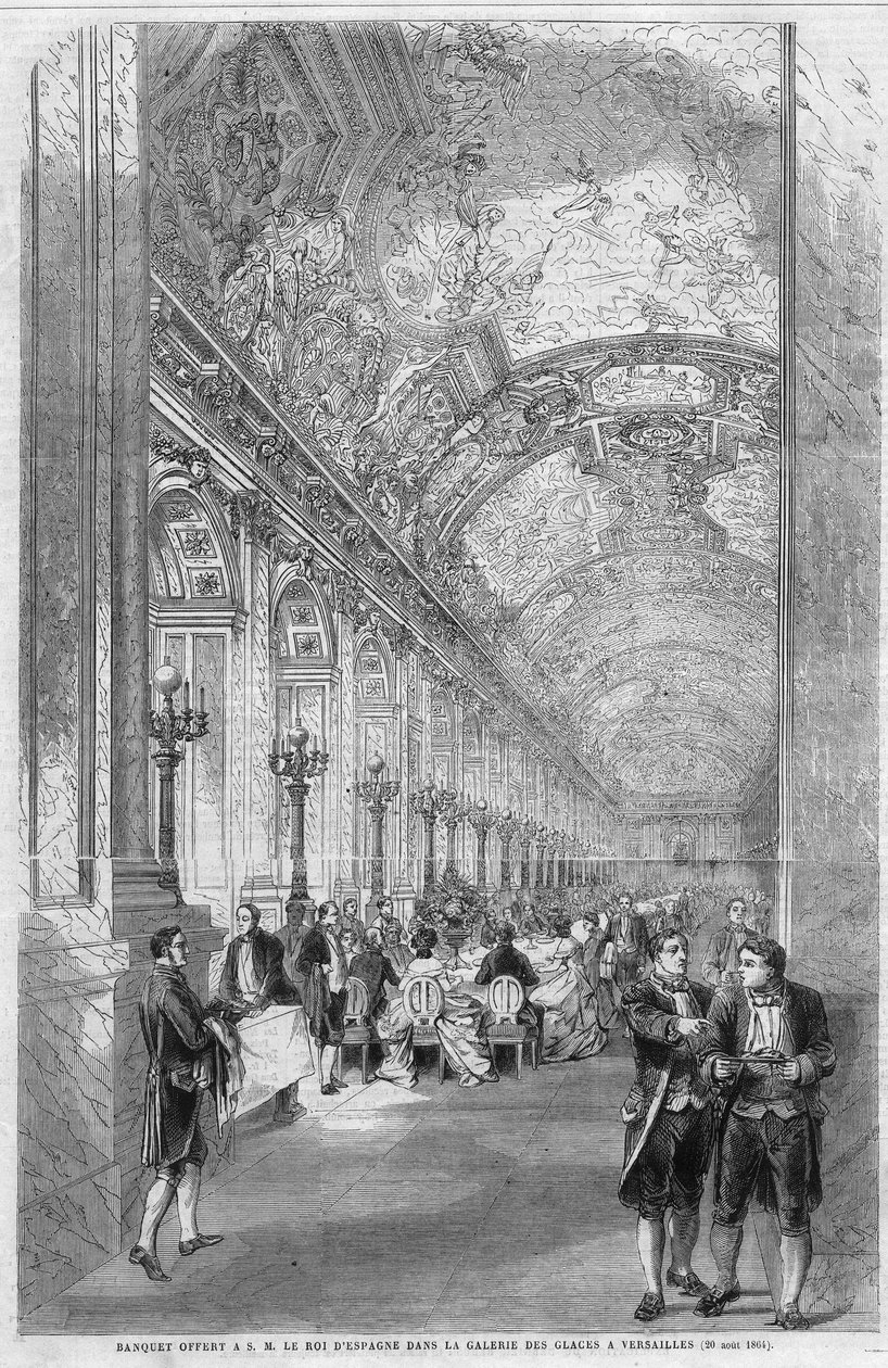 Banquete ofrecido a su majestad Marie Ferdinand François de Asís de Borbón (1822-1902), Rey de España, en la galería de los helados en Versalles el 20 de agosto de Unknown artist
