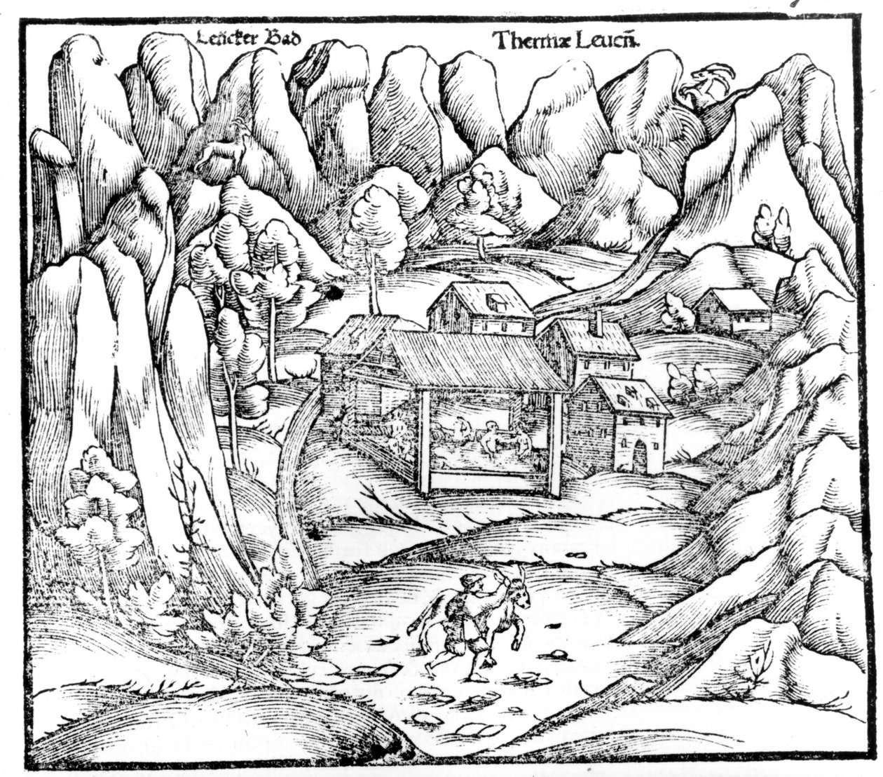 Baños de Baden (Austria), grabado del siglo XVI. de Unknown artist