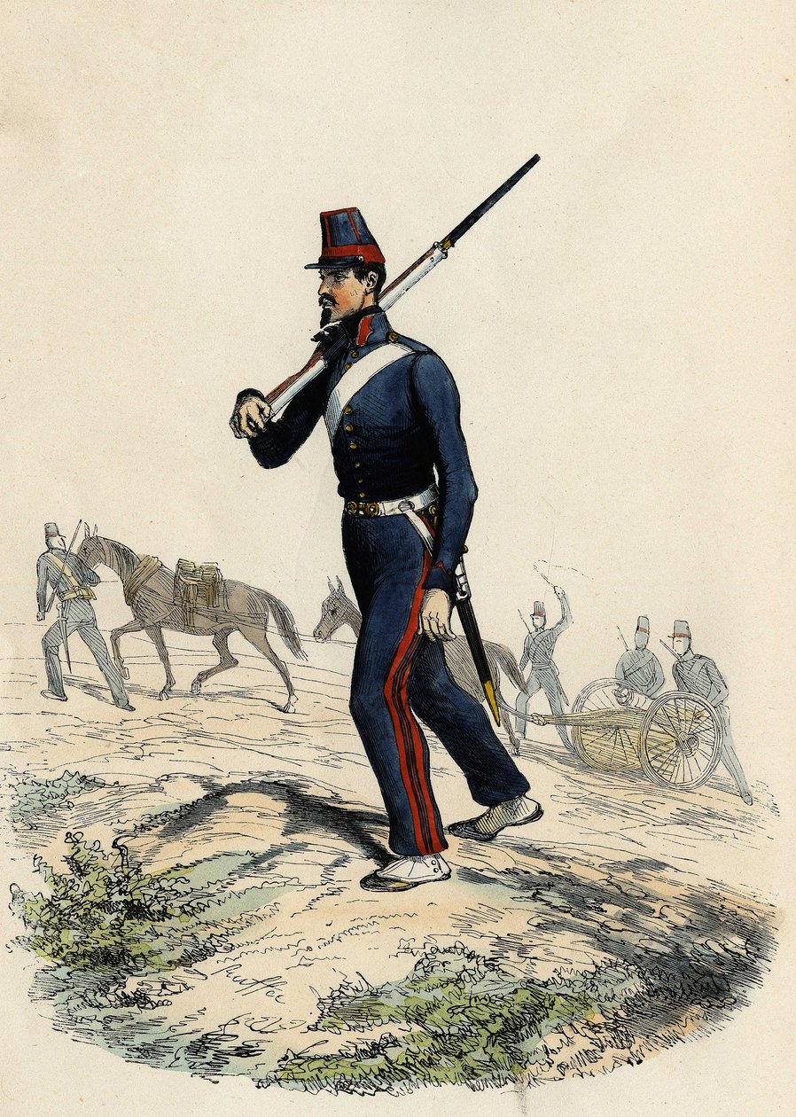 Batallón de artillería de montaña del ejército francés en Argelia en 1830, en "L