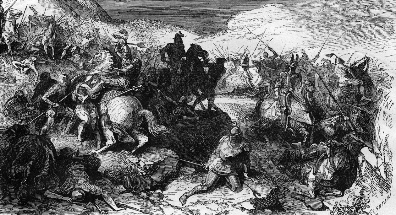 Batalla de Grandson entre los borgoñones y los suizos en Grandson, Suiza, el 2 de marzo de Unknown artist