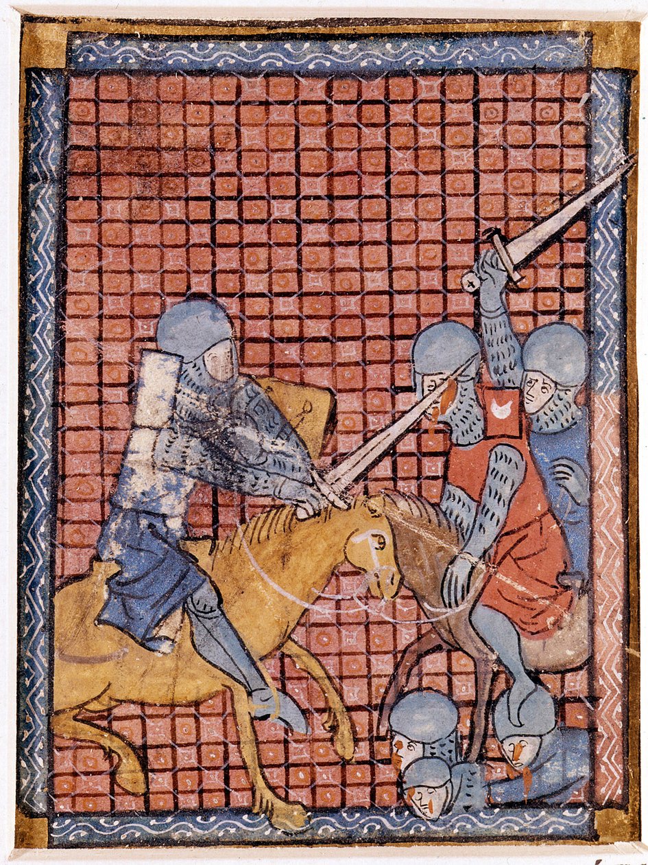 Batalla de caballeros. Manuscrito francés. Principios del siglo XIV de Unknown artist