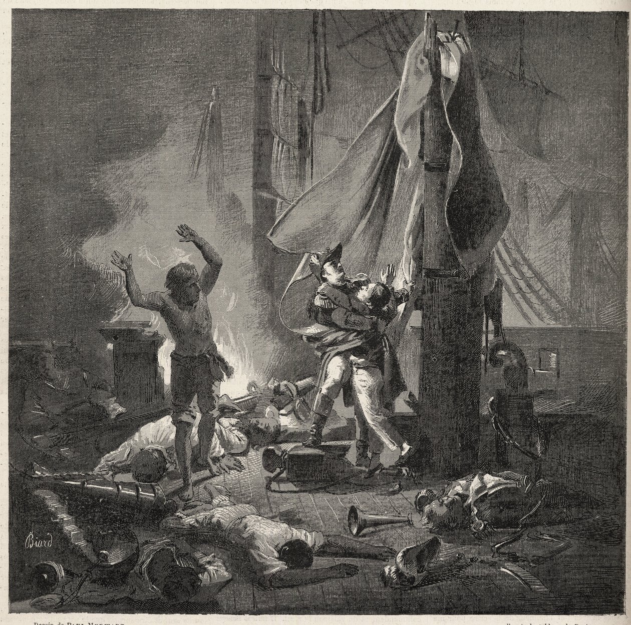 Batalla del Nilo - Batalla de Aboukir - muerte de Luce y Giocante de Casabianca (Luc-Julien-Joseph Casabianca) de Unknown artist