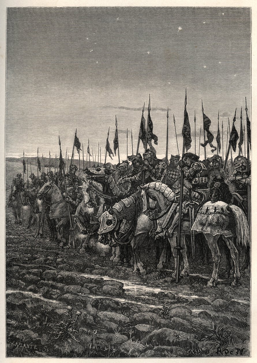 Antes de la batalla de Agincourt - Guerra de los 100 años: Batalla de Azincourt (Pas-de-Calais) 25 de octubre de Unknown artist
