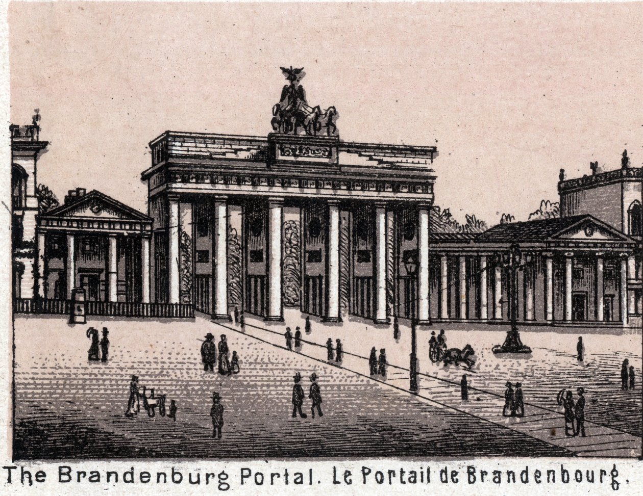 Berlín, Alemania: vista del Portal de Brandeburgo. en "El mundo ilustra 168 vistas" Sin fecha (finales del siglo XIX) de Unknown artist
