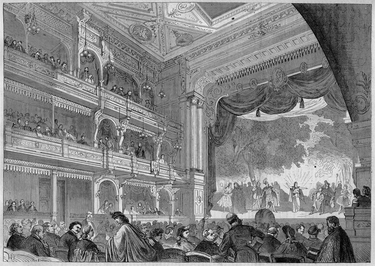 Berlín, vista del nuevo salón del Teatro Wallner reconstruido en 1865. En 