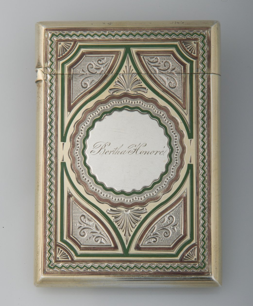 Estuche de tarjetas de Bertha Palmer, ca.1865, Plata esterlina, esmalte, Fabricante desconocido de Unknown artist