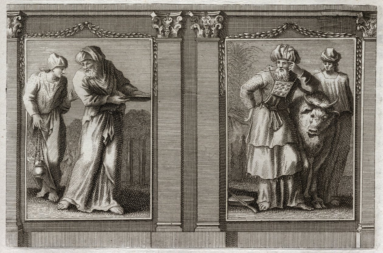 Biblia de Royaumont, Antiguo Testamento: Vestiduras de los Sacerdotes. Figura de las vestiduras del Gran Sacerdote y de los otros Levitas. Ilustración de 1811 de Unknown artist