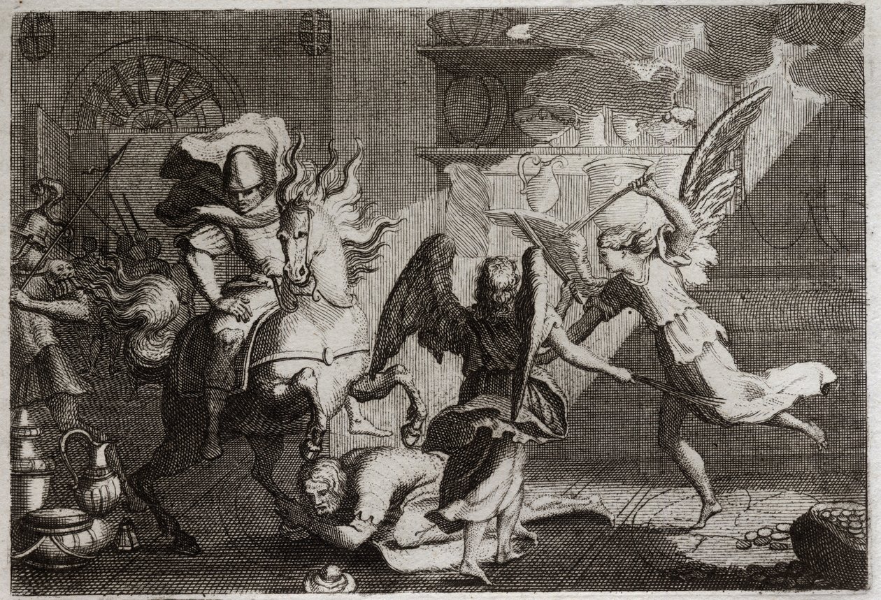 Biblia de Royaumont, Antiguo Testamento: Heliodoro saqueando el templo. Ilustración de 1811. de Unknown artist