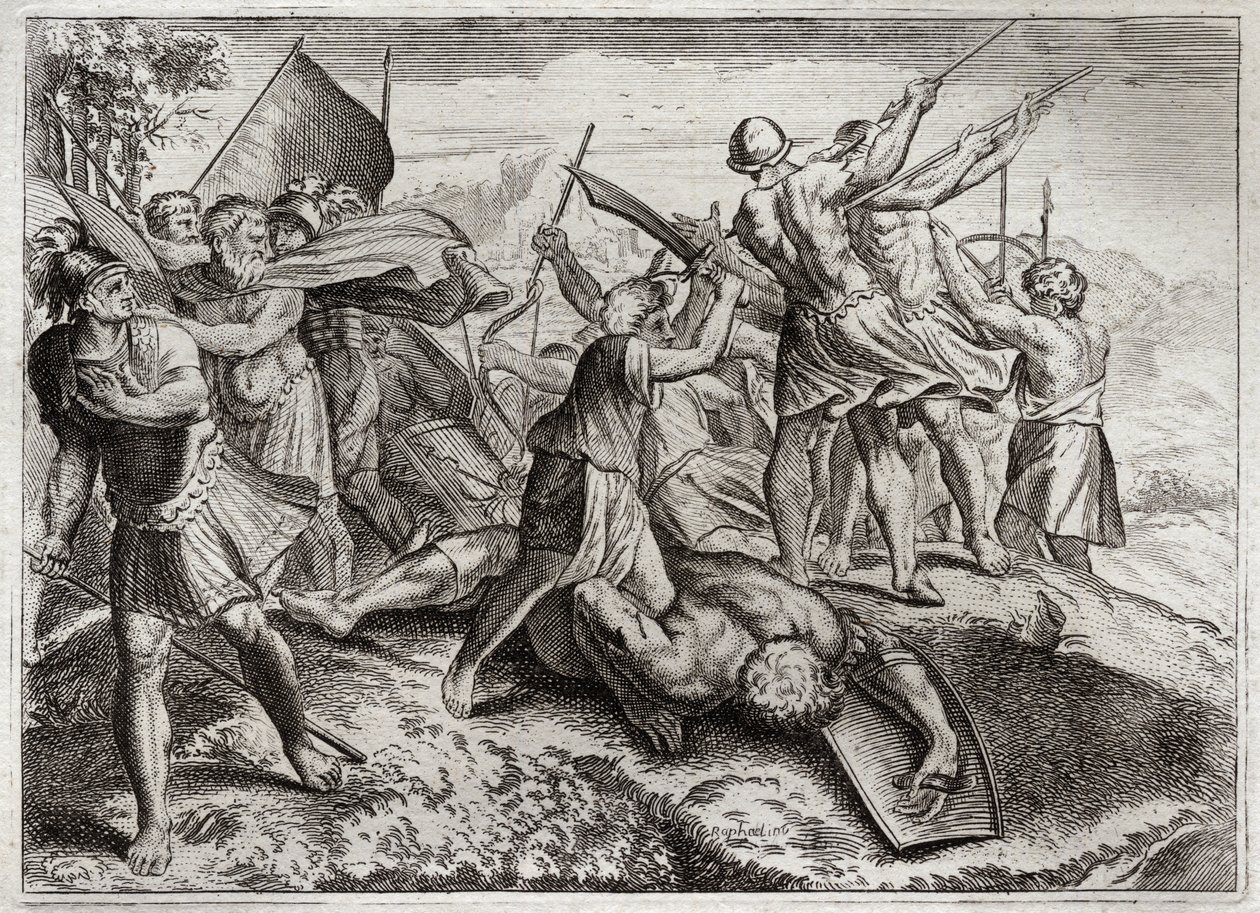Biblia de Royaumont, Antiguo Testamento: Jonatán Pontífice. Jonatán sucede a su hermano Judas Macabeo al frente de la revuelta contra los Seléucidas. Ganó varias victorias. Diodoto Trifón finalmente lo sorprende por traición de Unknown artist