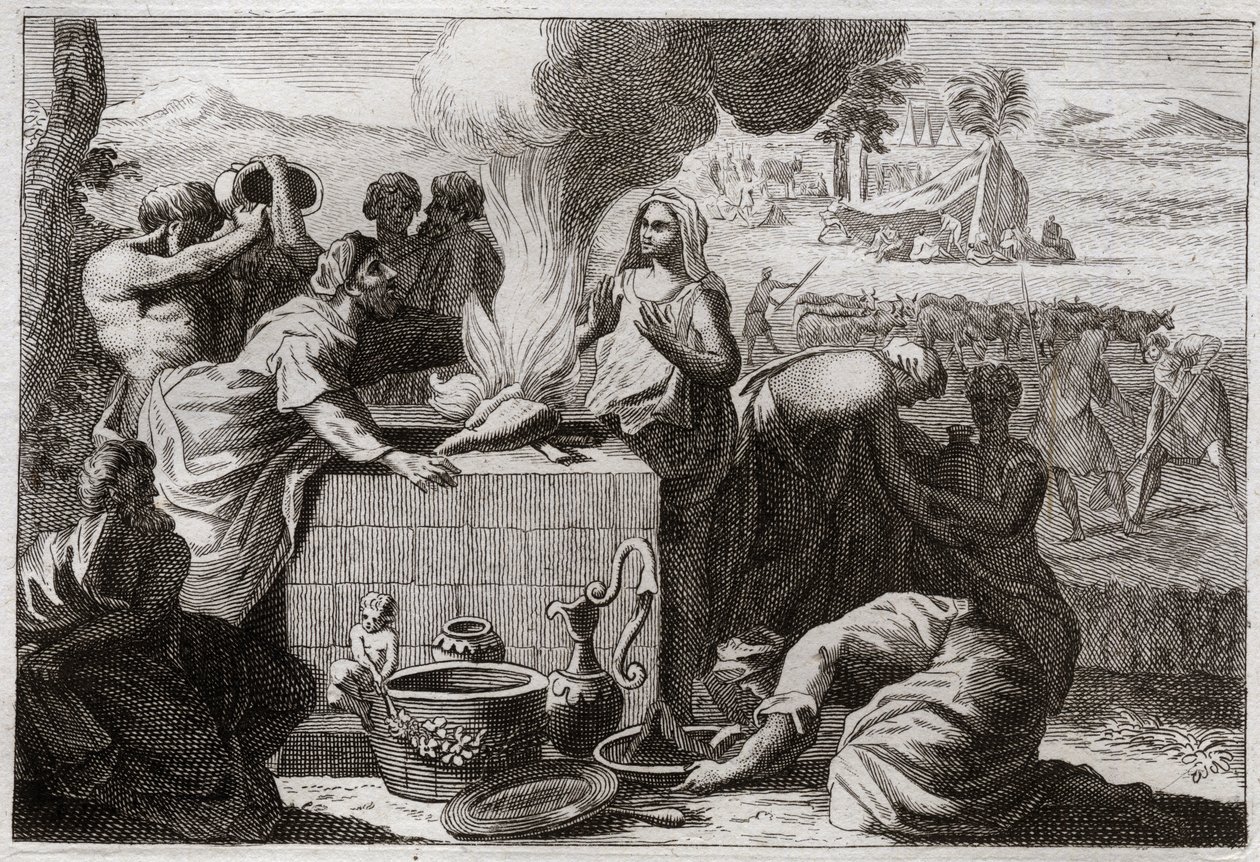 Biblia de Royaumont, Antiguo Testamento: Lot se separa de Abraham. Una disputa surgió entre los pastores de Abraham y Lot, y se separaron, y Lot se retiró a Sodoma. Ilustración de 1811. de Unknown artist